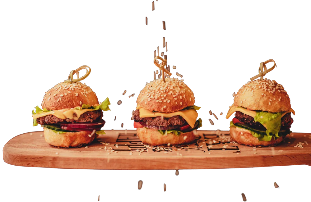 Burger mit Sesambrötchen